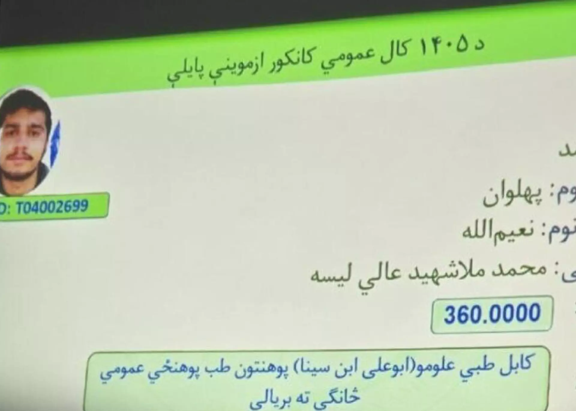نتایج کانکور زیر حاکمیت طالبان؛ راشد از پروان اول نمره عمومی اعلام شد