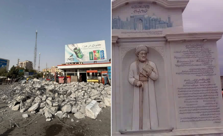 طالبان در بلخ تندیس امیر علی‌شیر نوایی را تخریب کردند