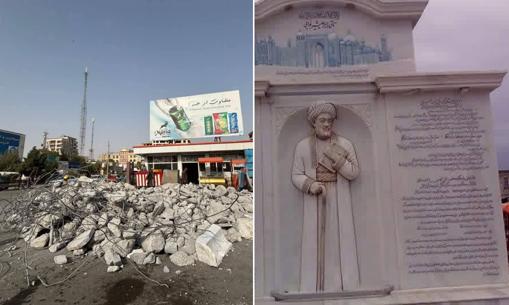 طالبان در بلخ تندیس امیر علی‌شیر نوایی را تخریب کردند
